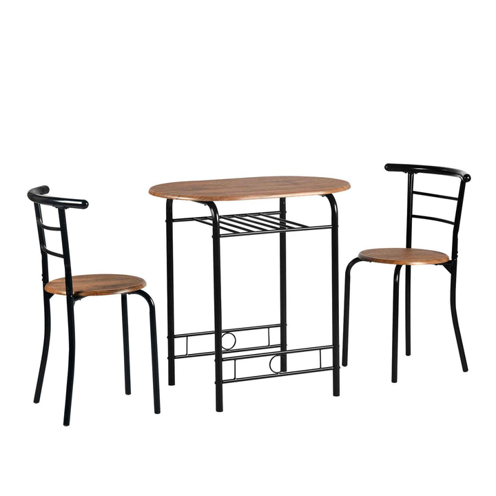 Breakfast Table and 2 Chairs Set, 75x50cm, Matte Black, Modern Kitchen Furniture GAYLE 75 246T