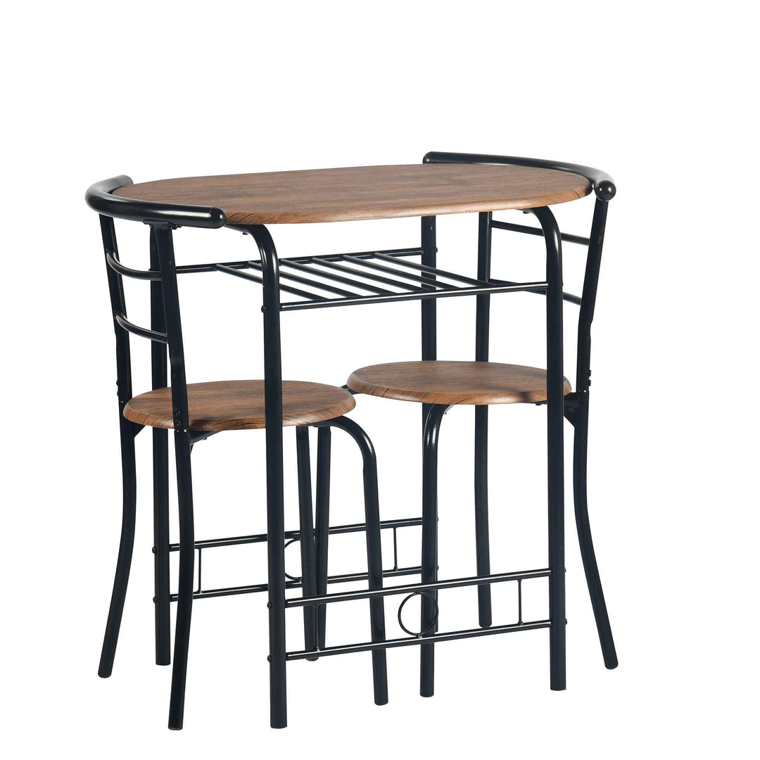 Breakfast Table and 2 Chairs Set, 75x50cm, Matte Black, Modern Kitchen Furniture GAYLE 75 246T