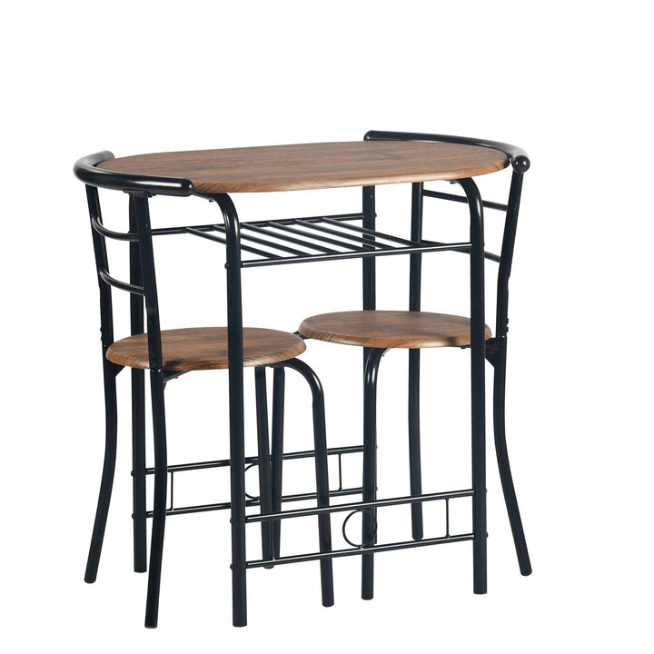 Breakfast Table and 2 Chairs Set, 75x50cm, Matte Black, Modern Kitchen Furniture GAYLE 75 246T