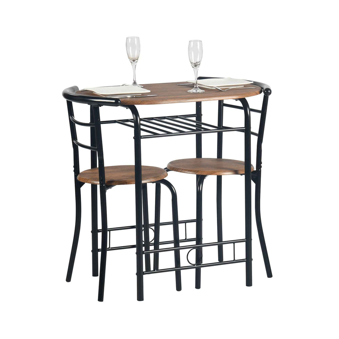 Breakfast Table and 2 Chairs Set, 75x50cm, Matte Black, Modern Kitchen Furniture GAYLE 75 246T