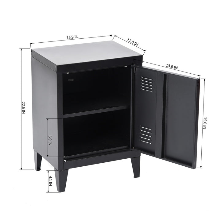 Black spray-coated metal cabinet GRAVES SOLO BLACK A