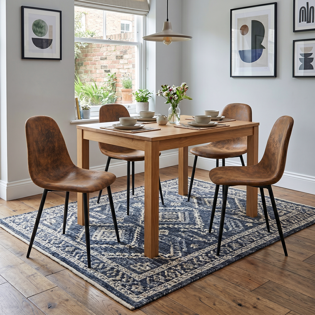 Vintage Dining Chairs Set of 4 Brown Suede Effect CHARLTON SUEDE BROWN S FRXZ UKFR