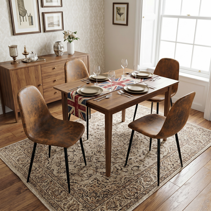 Vintage Dining Chairs Set of 4 Brown Suede Effect CHARLTON SUEDE BROWN S FRXZ UKFR