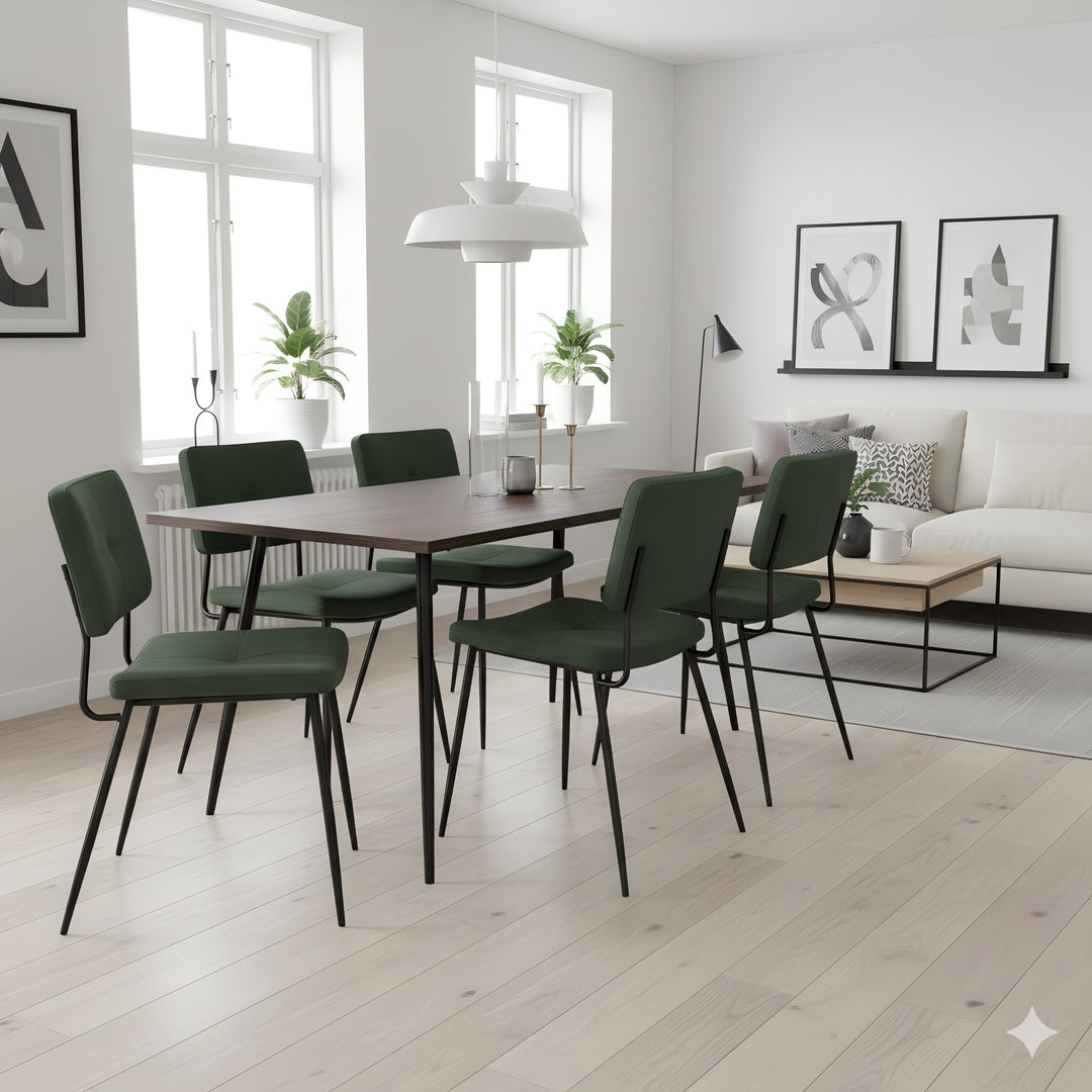 Set of 2 industrial green fabric dining chairs KAROMI DC