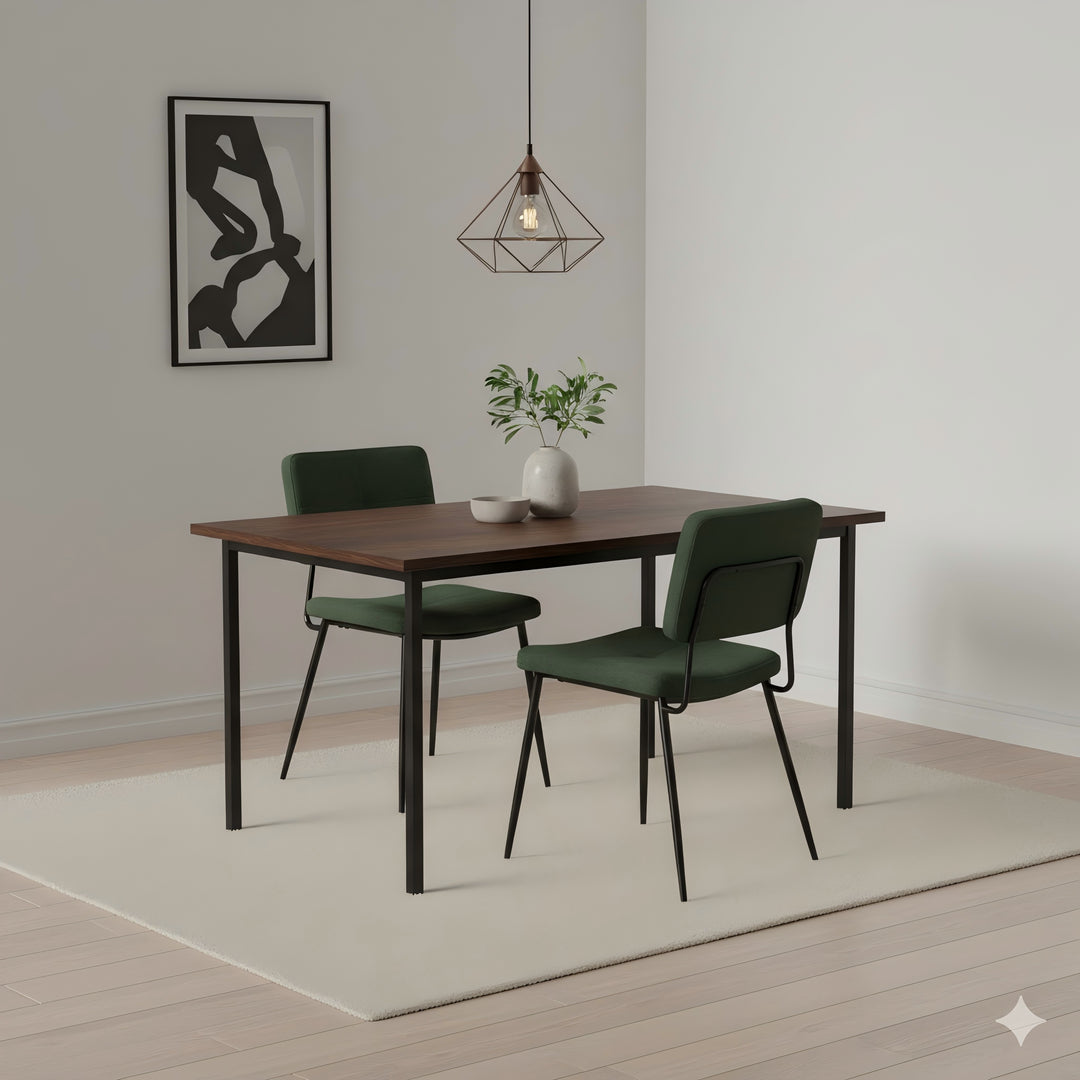 Set of 2 industrial green fabric dining chairs KAROMI DC