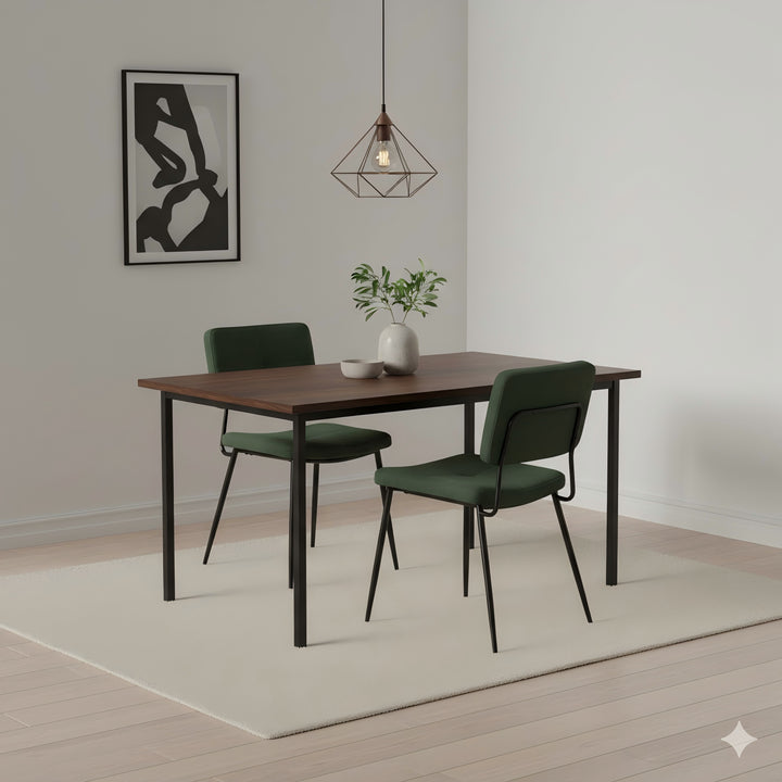 Set of 2 industrial green fabric dining chairs KAROMI DC