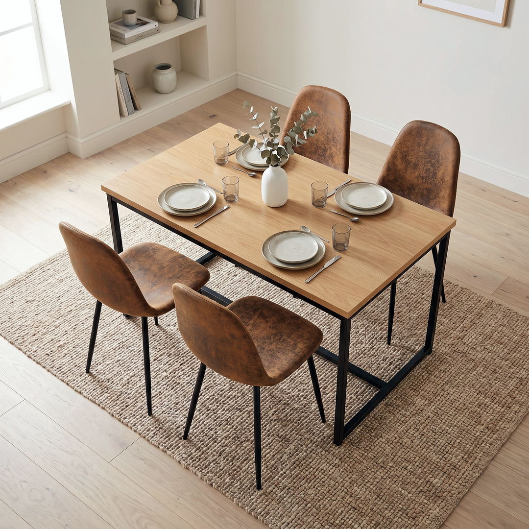Vintage Dining Chairs Set of 4 Brown Suede Effect CHARLTON SUEDE BROWN S FRXZ UKFR