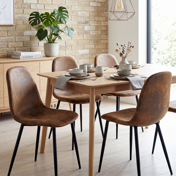 Vintage Dining Chairs Set of 4 Brown Suede Effect CHARLTON SUEDE BROWN S FRXZ UKFR