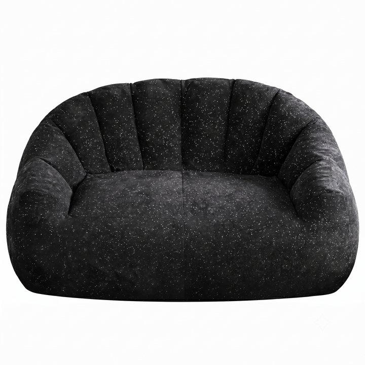 Channel tufted black glitter silver speck loveseat sofa lounge sofa 140x98x61cm LUXURY VASE SET