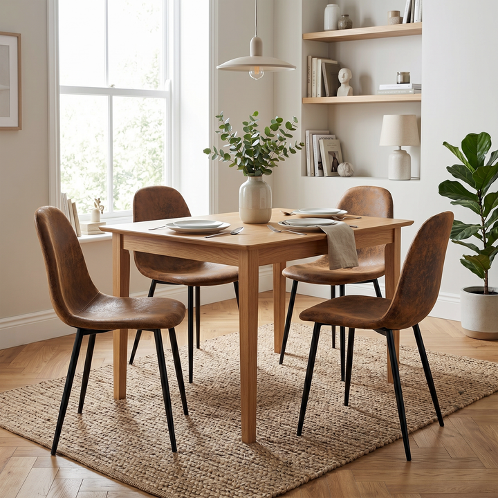 Vintage Dining Chairs Set of 4 Brown Suede Effect CHARLTON SUEDE BROWN S FRXZ UKFR