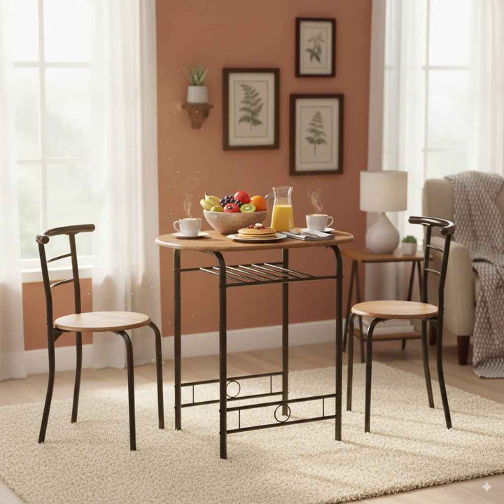 Breakfast Table and 2 Chairs Set, 75x50cm, Matte Black, Modern Kitchen Furniture GAYLE 75 246T