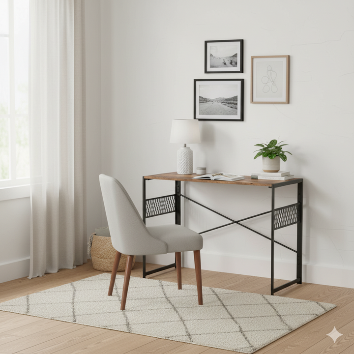 Computer Desk 100x50cm Brown & Black Space-Saving, Vintage Style for Home Office HARPER PLUS VINTAGE