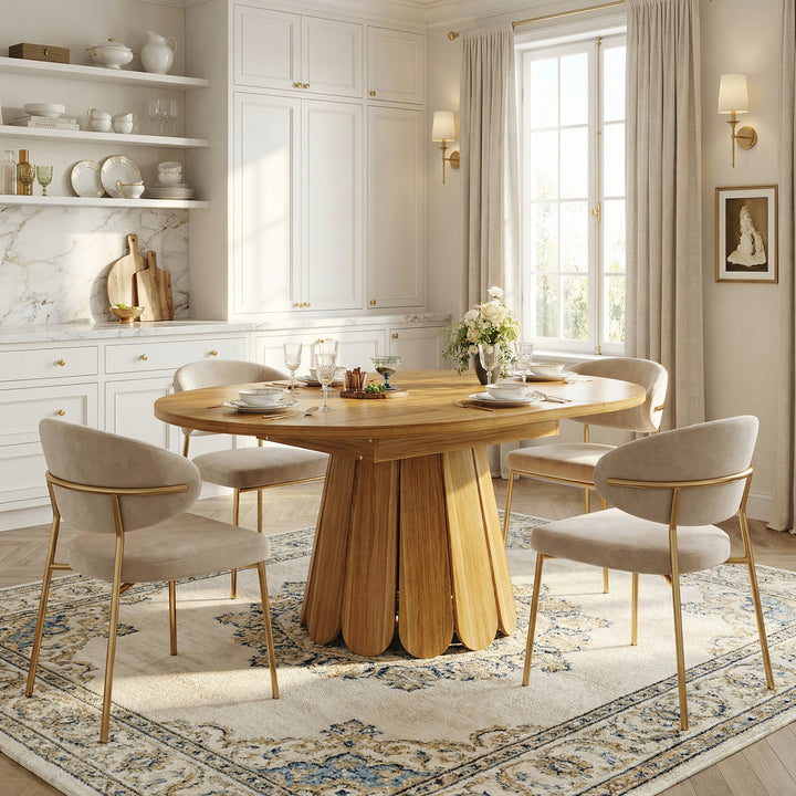 Extendable oval dining table wood-grain (118-158 cm) SISALTWIST