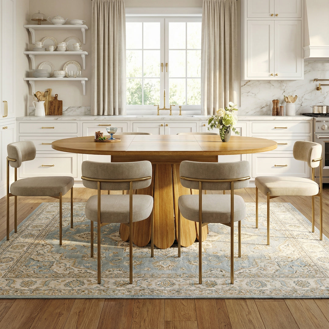 Extendable oval dining table wood-grain (118-158 cm) SISALTWIST