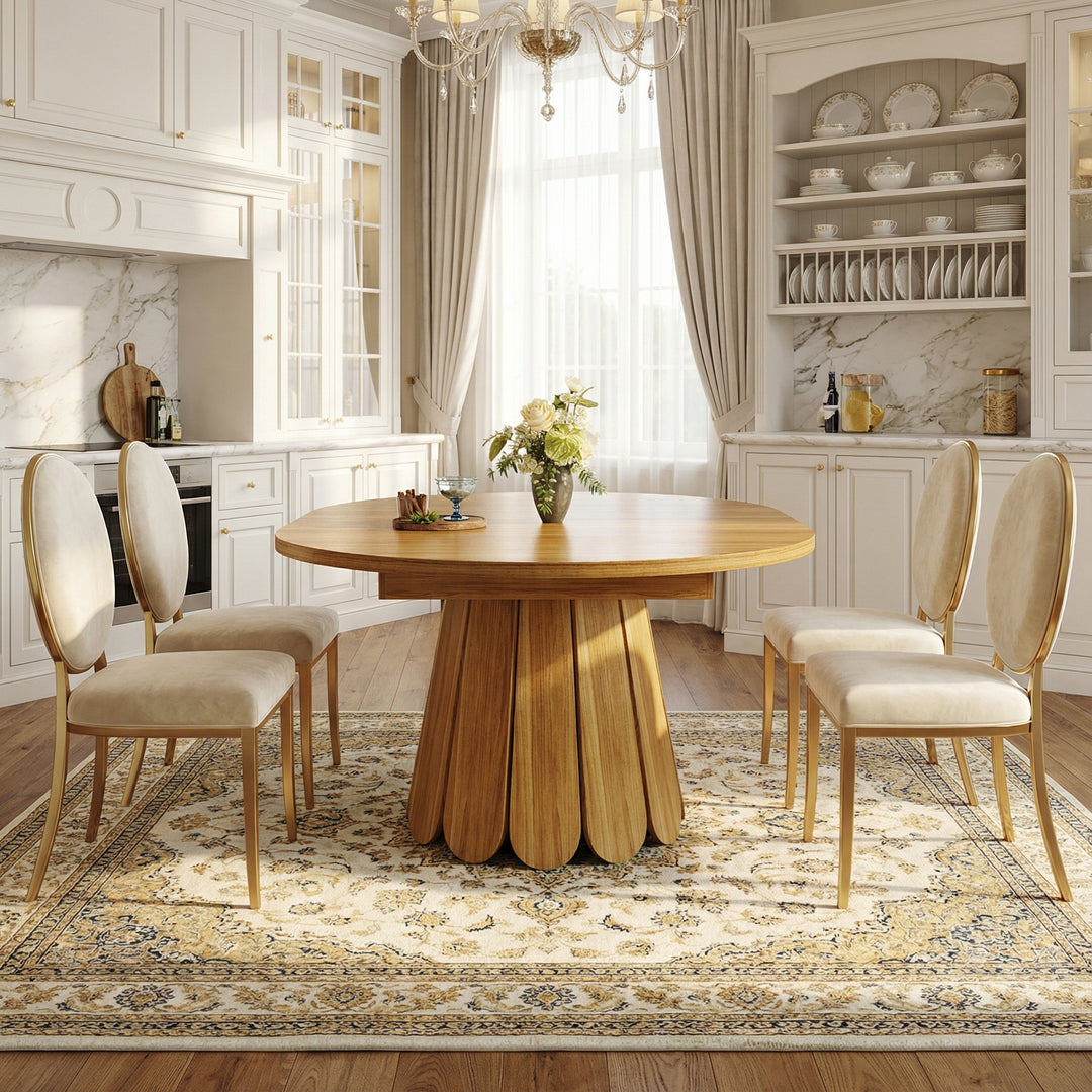 Extendable oval dining table wood-grain (118-158 cm) SISALTWIST