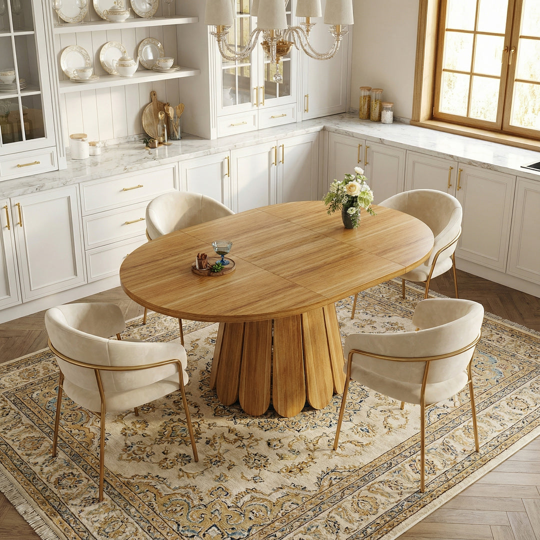 Extendable oval dining table wood-grain (118-158 cm) SISALTWIST