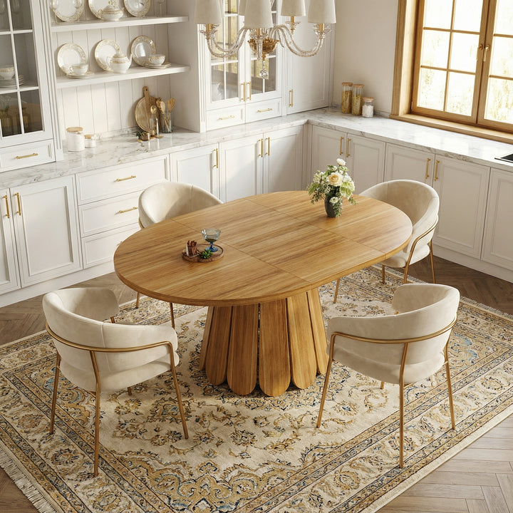 Extendable oval dining table wood-grain (118-158 cm) SISALTWIST