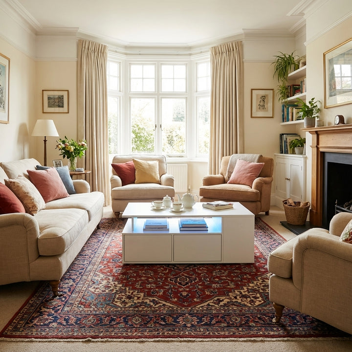 White high-gloss coffee table with LED lighting & 2 drawers SEEDCOAT