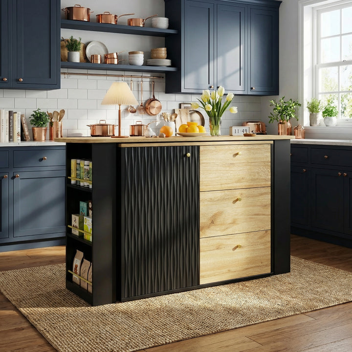 Extendable bar table 360° rotating black wooden gold accent 138–204cm NOBLEIV