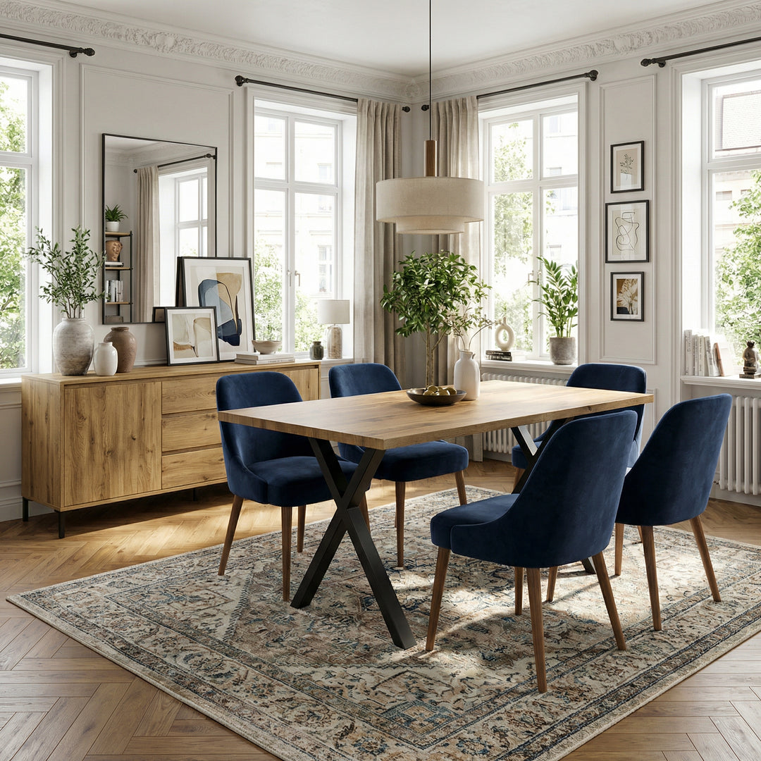 Industrial oak wooden dining table 140x80cm PINNACLEIV