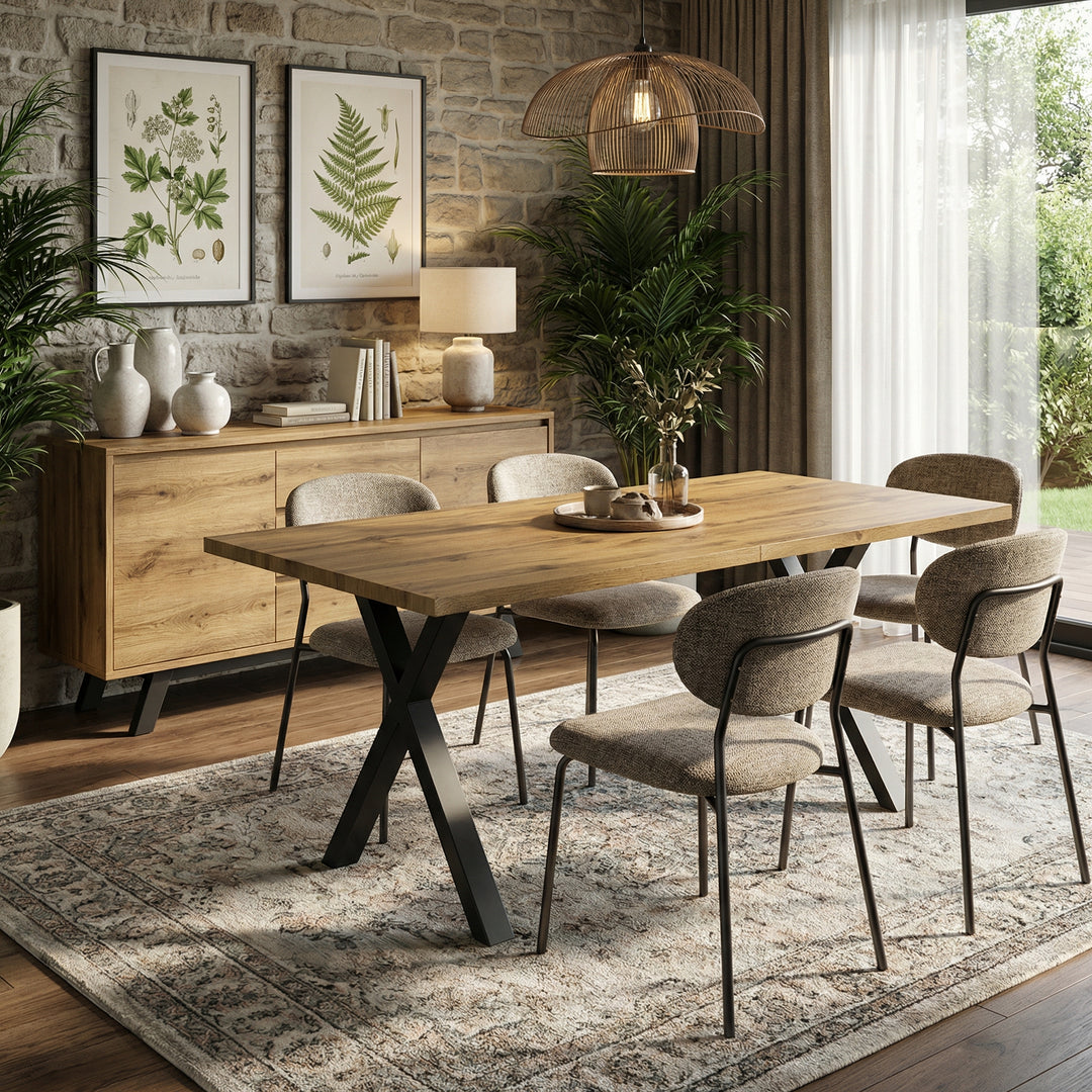 Industrial oak wooden dining table 140x80cm PINNACLEIV