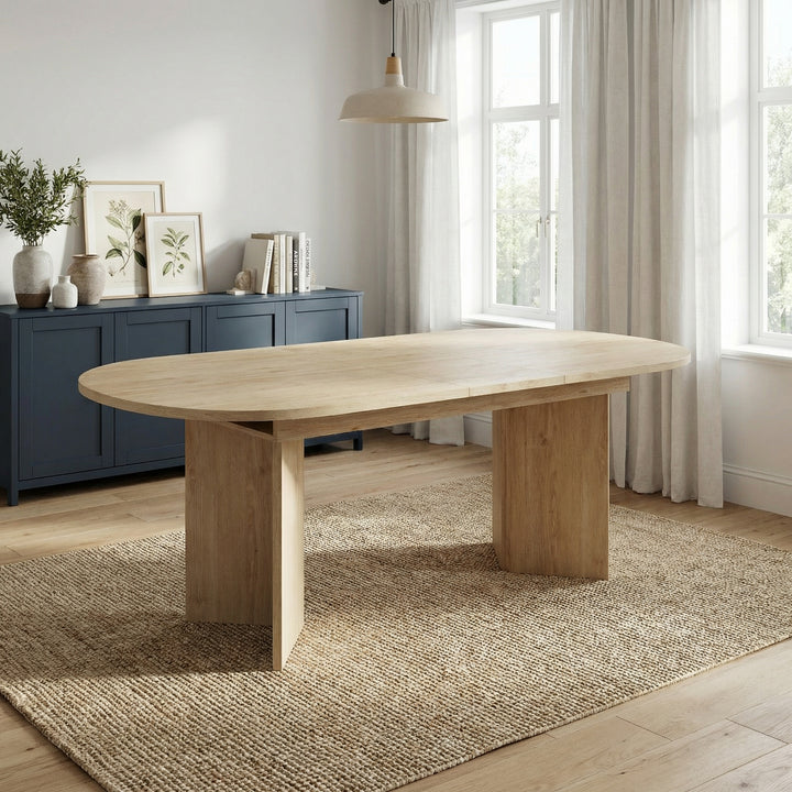 Wooden extendable dining table rounded corner thick top 160/200x90cm ELYSIUMIV