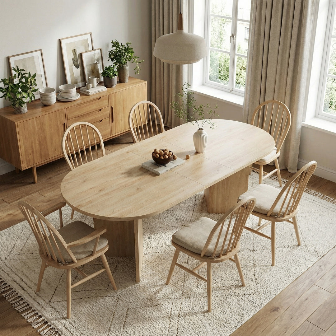 Wooden extendable dining table rounded corner thick top 160/200x90cm ELYSIUMIV