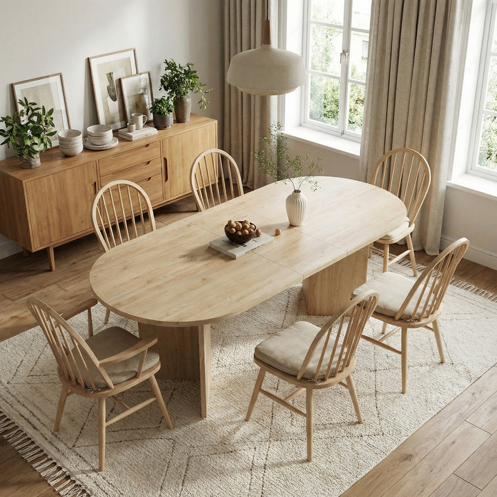 Wooden extendable dining table rounded corner thick top 160/200x90cm ELYSIUMIV