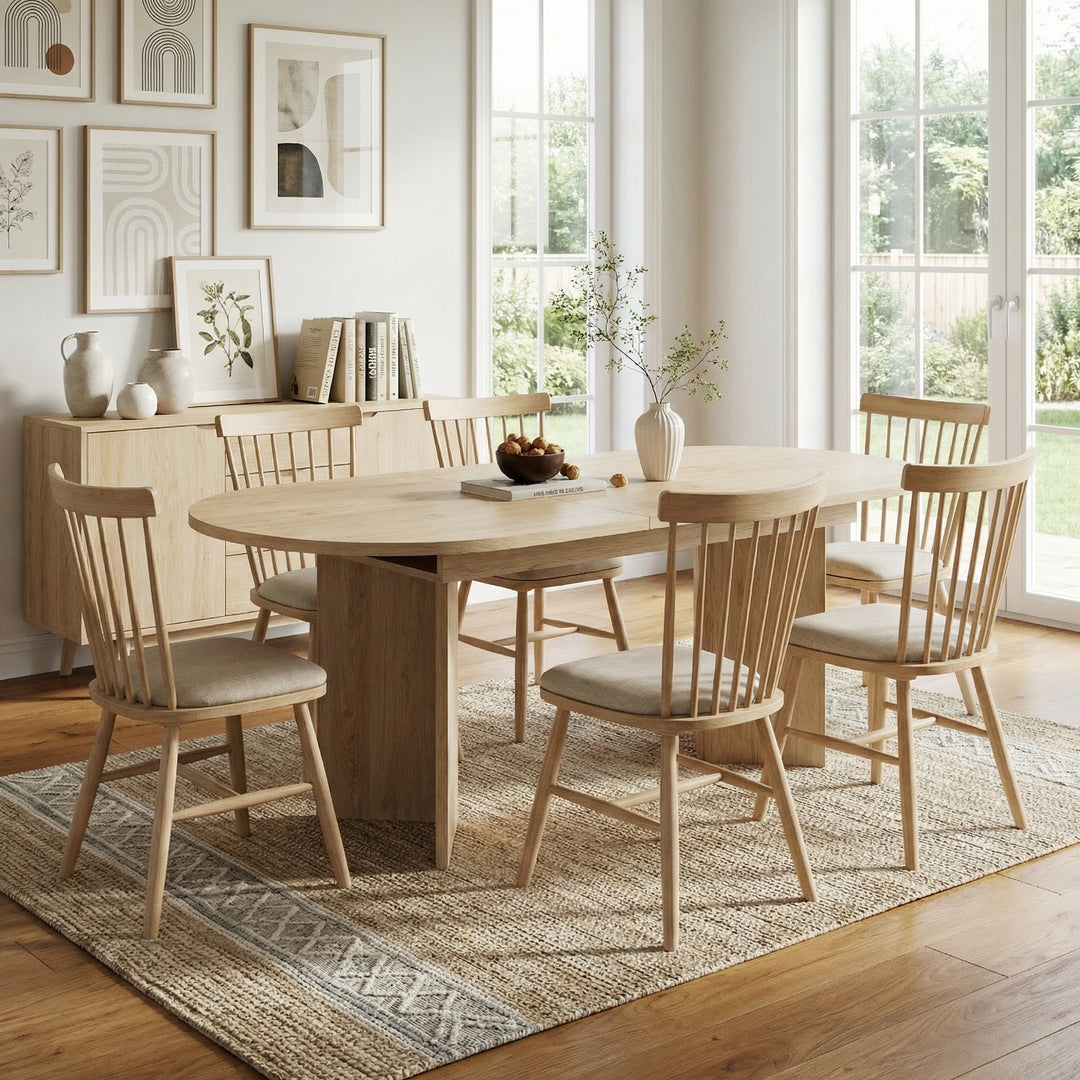 Wooden extendable dining table rounded corner thick top 160/200x90cm ELYSIUMIV