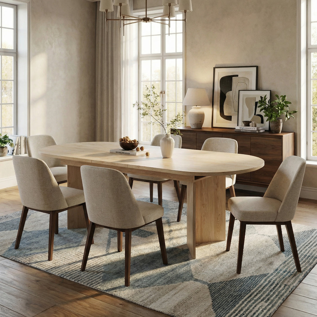 Wooden extendable dining table rounded corner thick top 160/200x90cm ELYSIUMIV