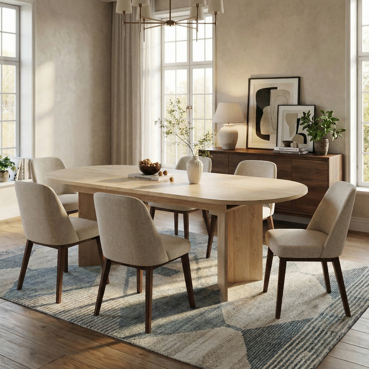 Wooden extendable dining table rounded corner thick top 160/200x90cm ELYSIUMIV