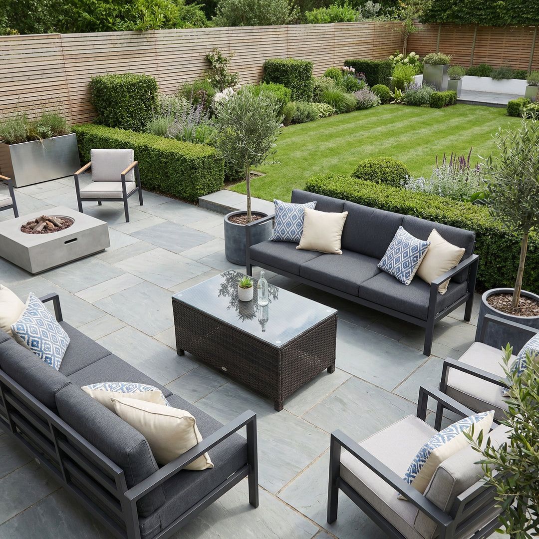 Patio PE brown rattan garden coffee table, tempered glass 85x50cm CRESTMIX