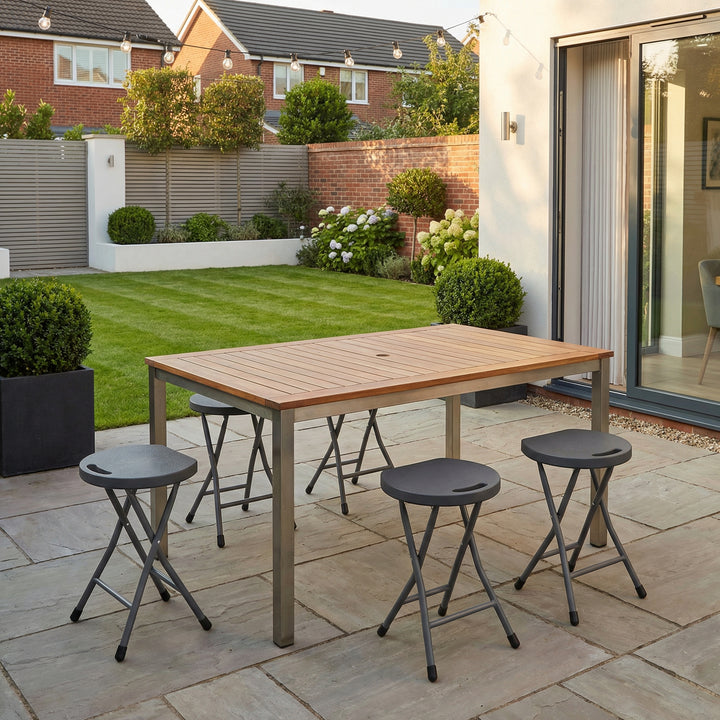 Set of 4 grey folding stools, portable, weight load up to 120kg LITEIA