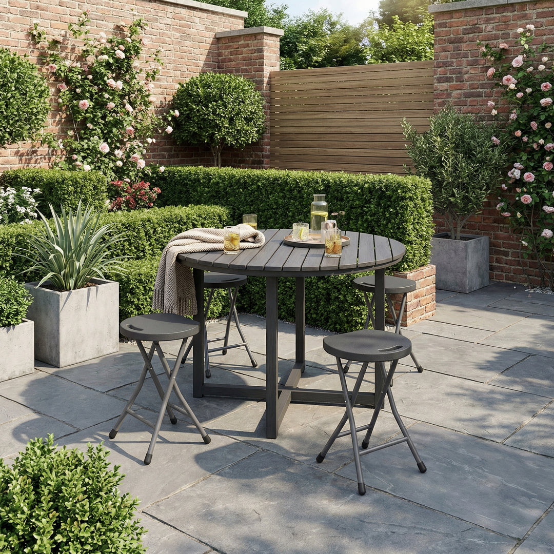 Set of 4 grey folding stools, portable, weight load up to 120kg LITEIA