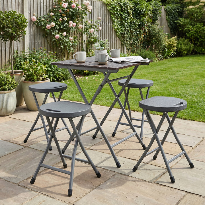 Set of 4 grey folding stools, portable, weight load up to 120kg LITEIA