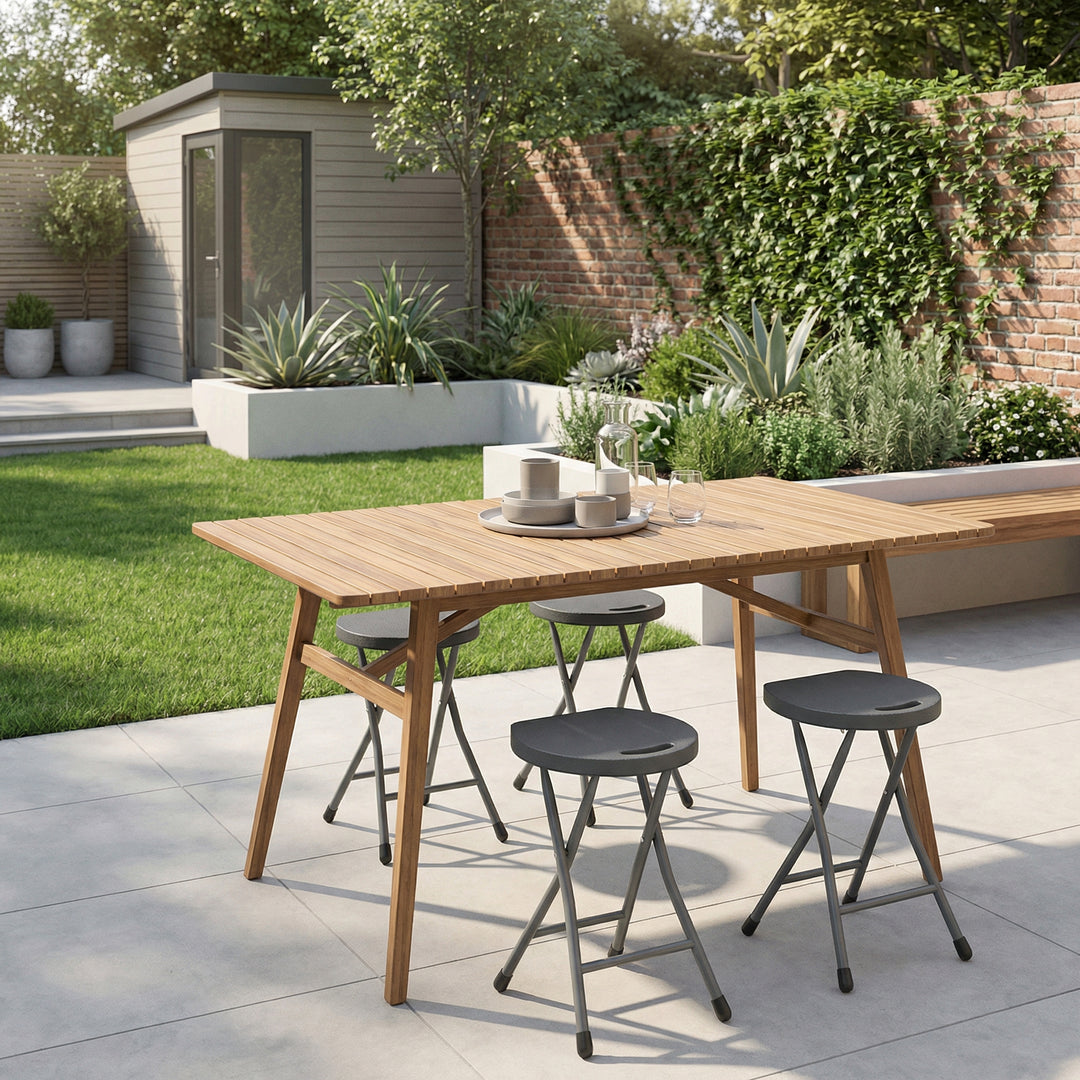 Set of 4 grey folding stools, portable, weight load up to 120kg LITEIA