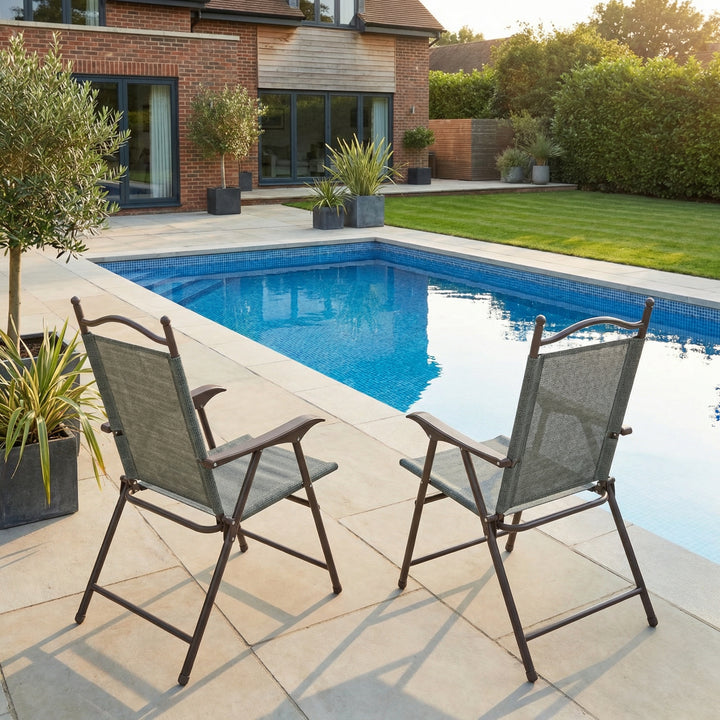 Set of 2 foldable dark grey mesh garden armchairs PARAGONORA