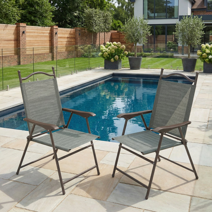 Set of 2 foldable dark grey mesh garden armchairs PARAGONORA