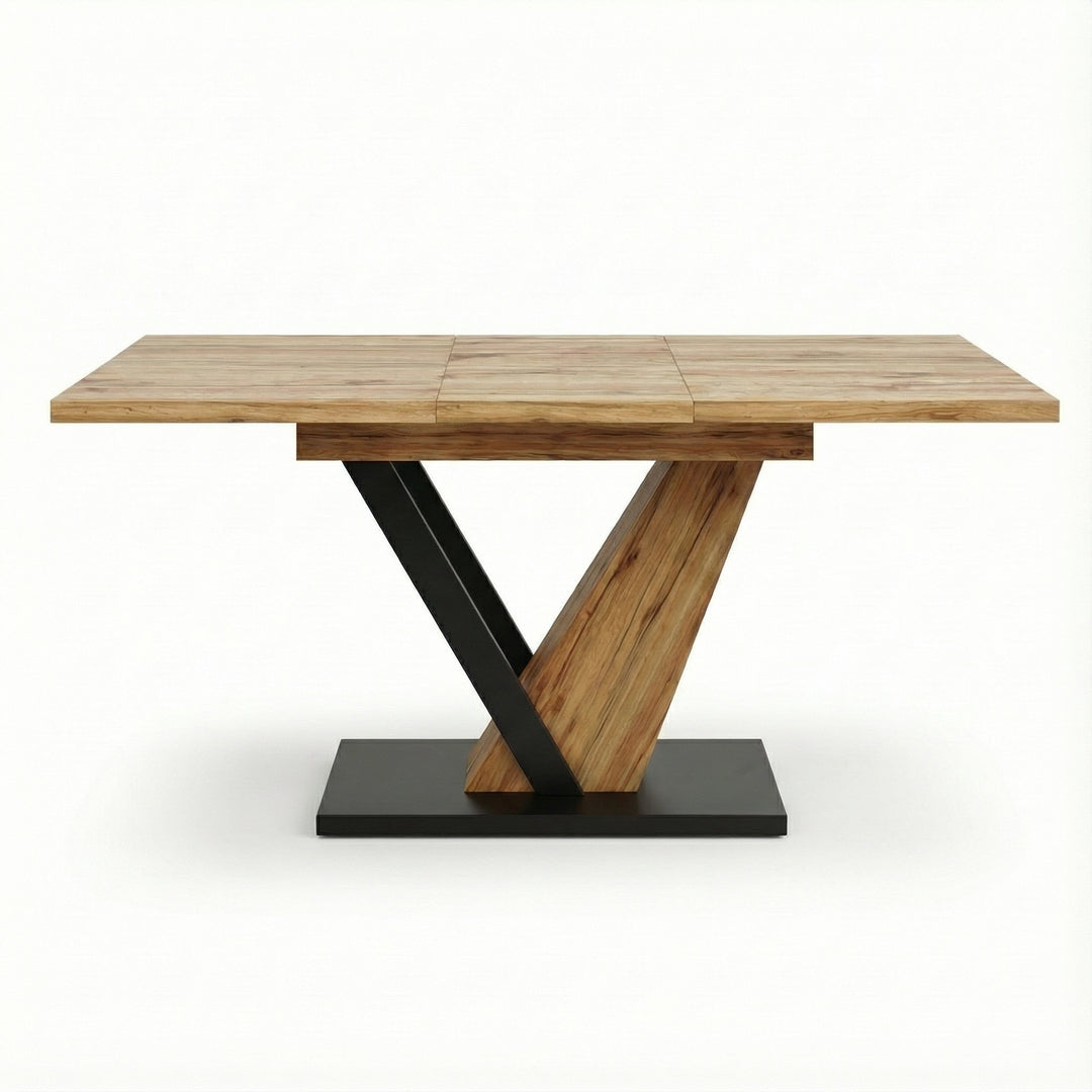 Extendable natural wood-grain dining table (120-160cm) SWEETEXUD