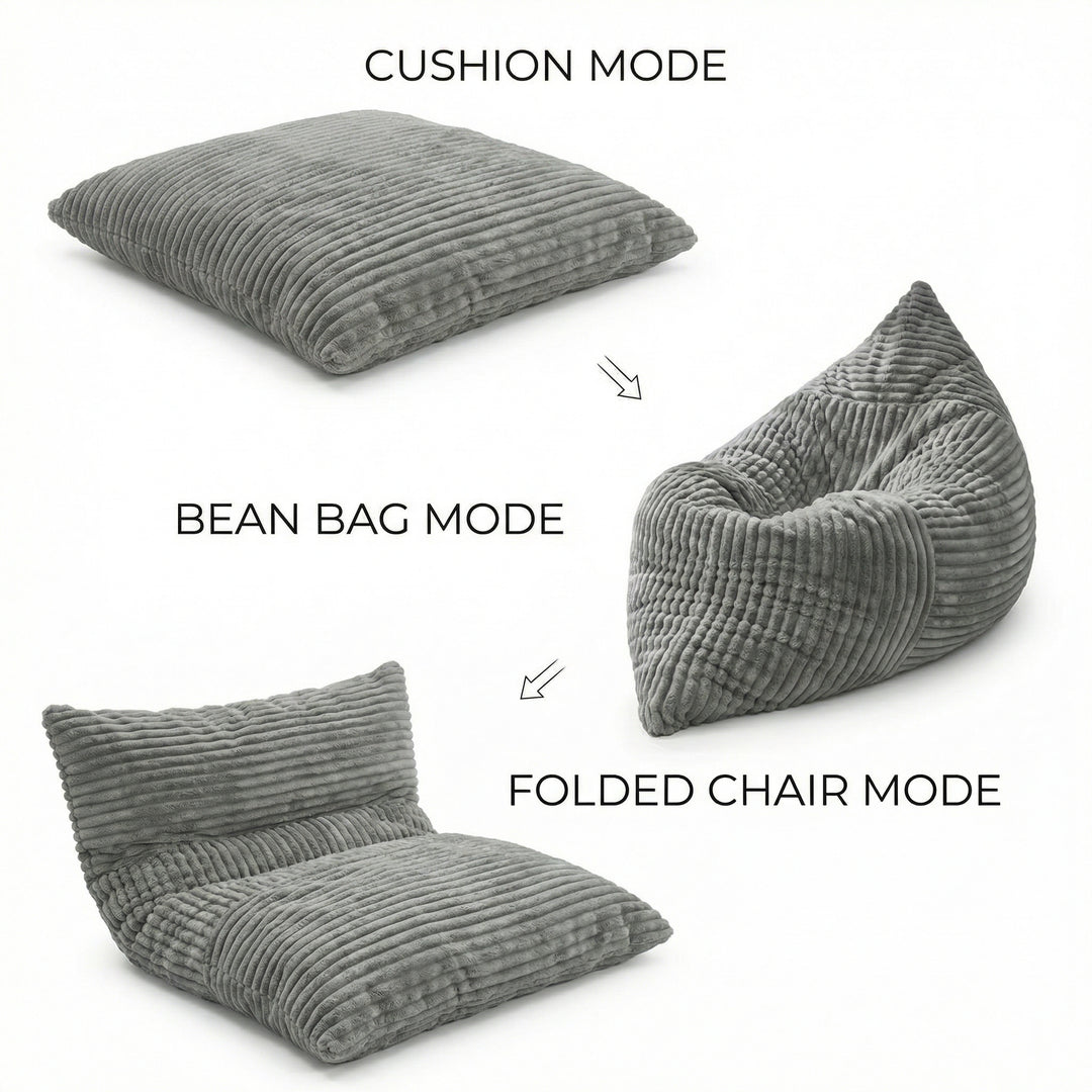 Convertible light grey corduroy 3-in-1 foldable sofa bed lounge chair KRAFTIN