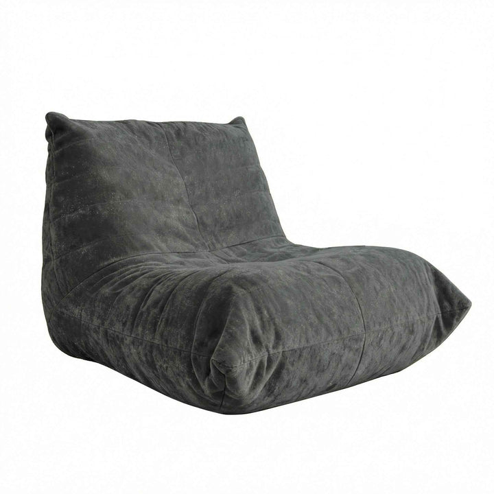 Comfy dark grey chenille bean bag lazy sofa with full-body support & non-slip base CELESTEEN