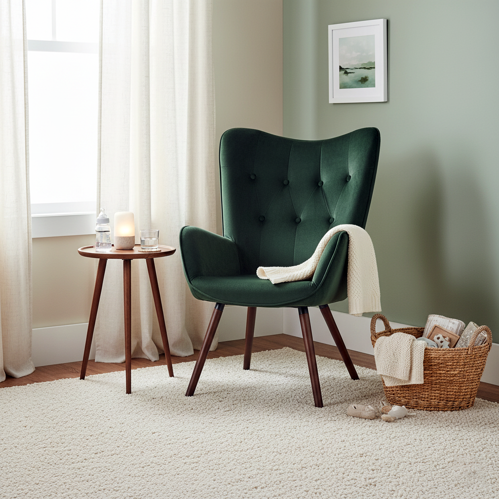 Scandinavian padded velvet green wingback armchair KAS KD VELVET GREEN UK
