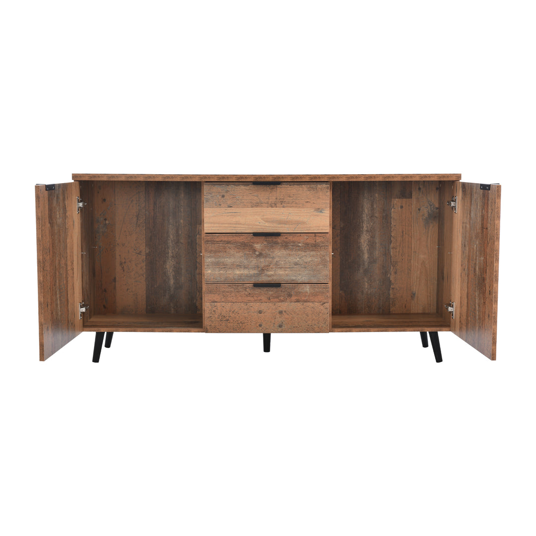 Vintage wooden sideboard 3 drawers 2 doors adjustable shelves GRANCUK UK