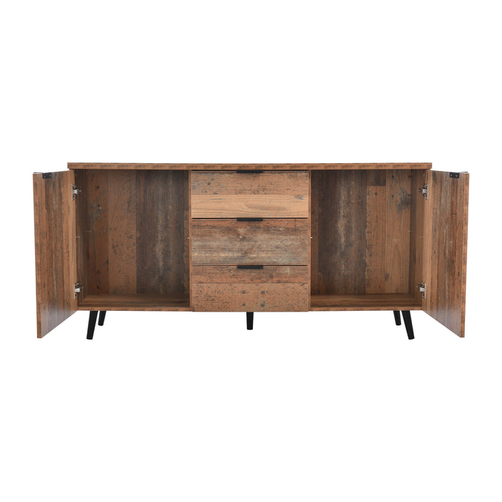 Vintage wooden sideboard 3 drawers 2 doors adjustable shelves GRANCUK UK