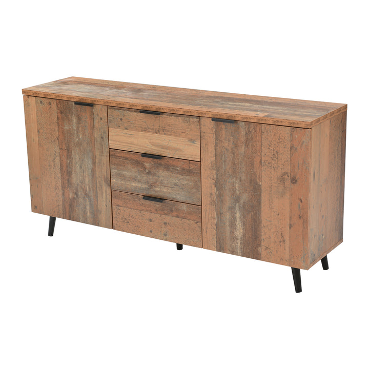 Vintage wooden sideboard 3 drawers 2 doors adjustable shelves GRANCUK UK