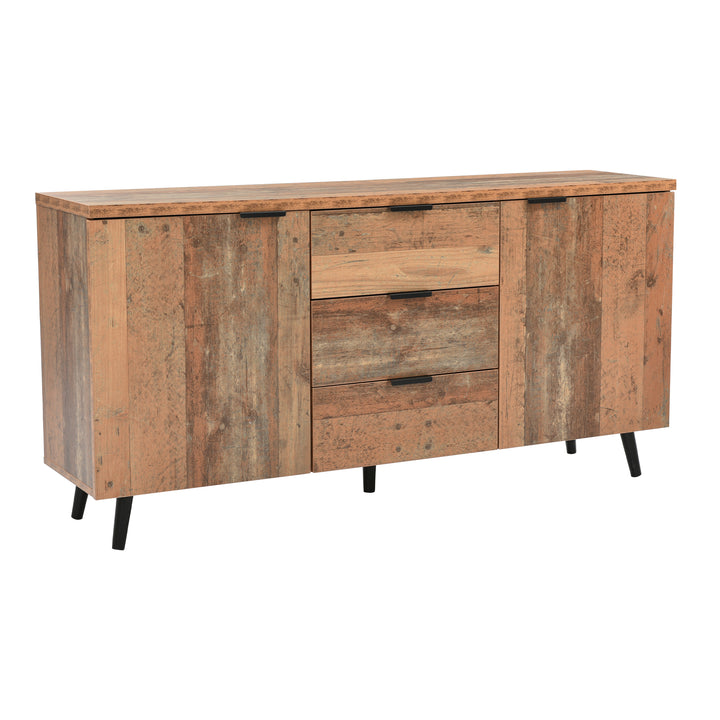 Vintage wooden sideboard 3 drawers 2 doors adjustable shelves GRANCUK UK