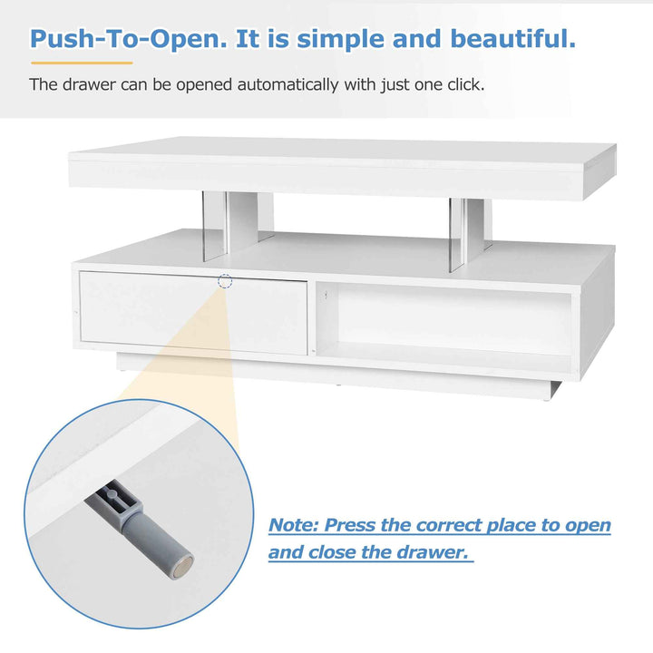LED coffee table with 2 drawers GUTI UK