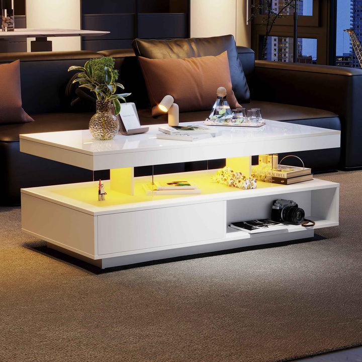 LED coffee table with 2 drawers GUTI UK