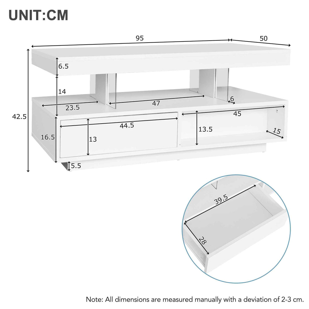 LED coffee table with 2 drawers GUTI UK