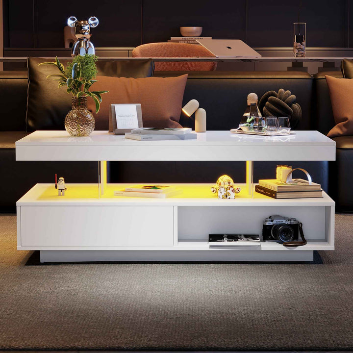 LED coffee table with 2 drawers GUTI UK